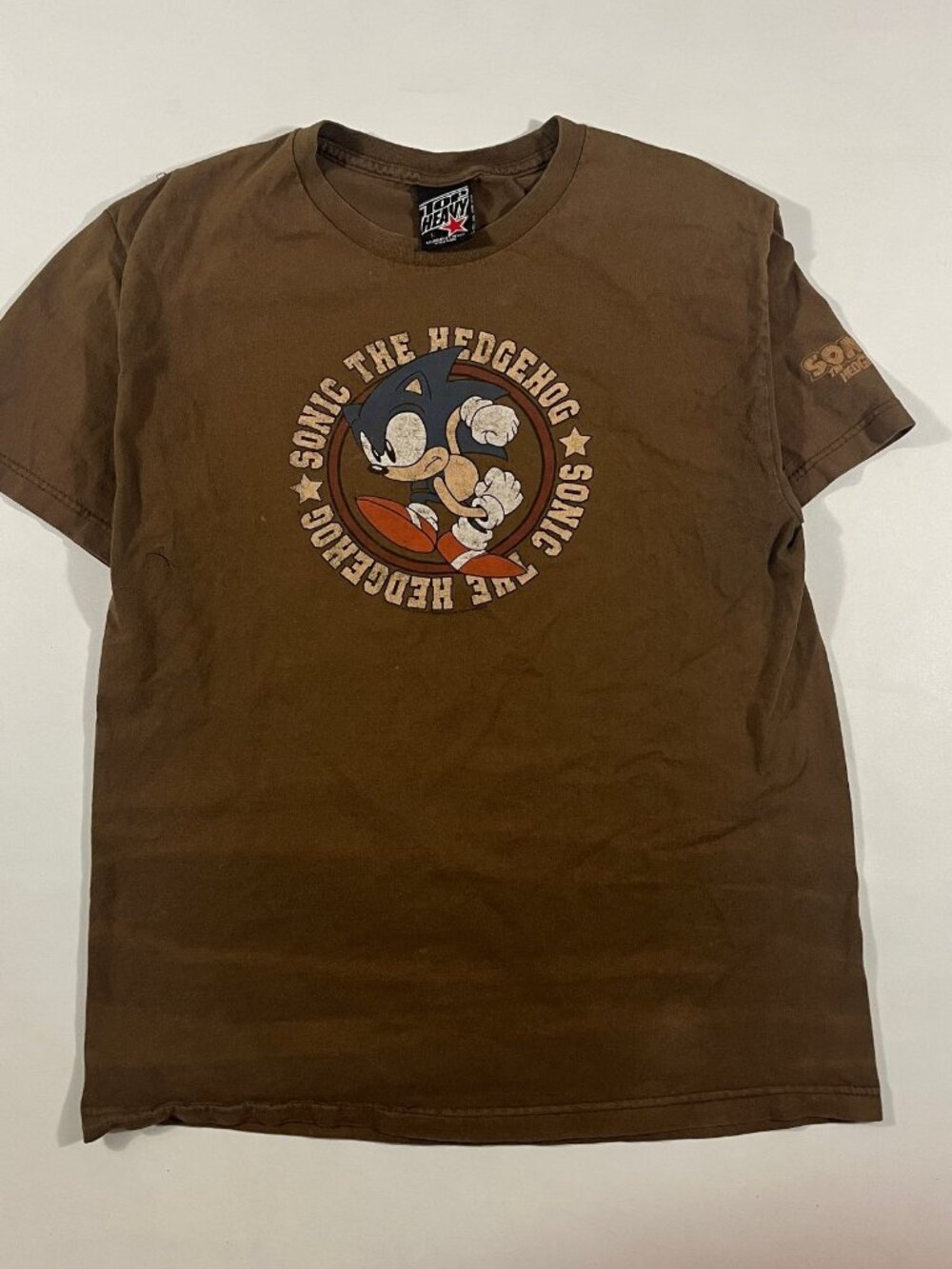 Vintage Y2K Sonic The Hedgehog Brown Graphic Tee L Top Heavy Sega